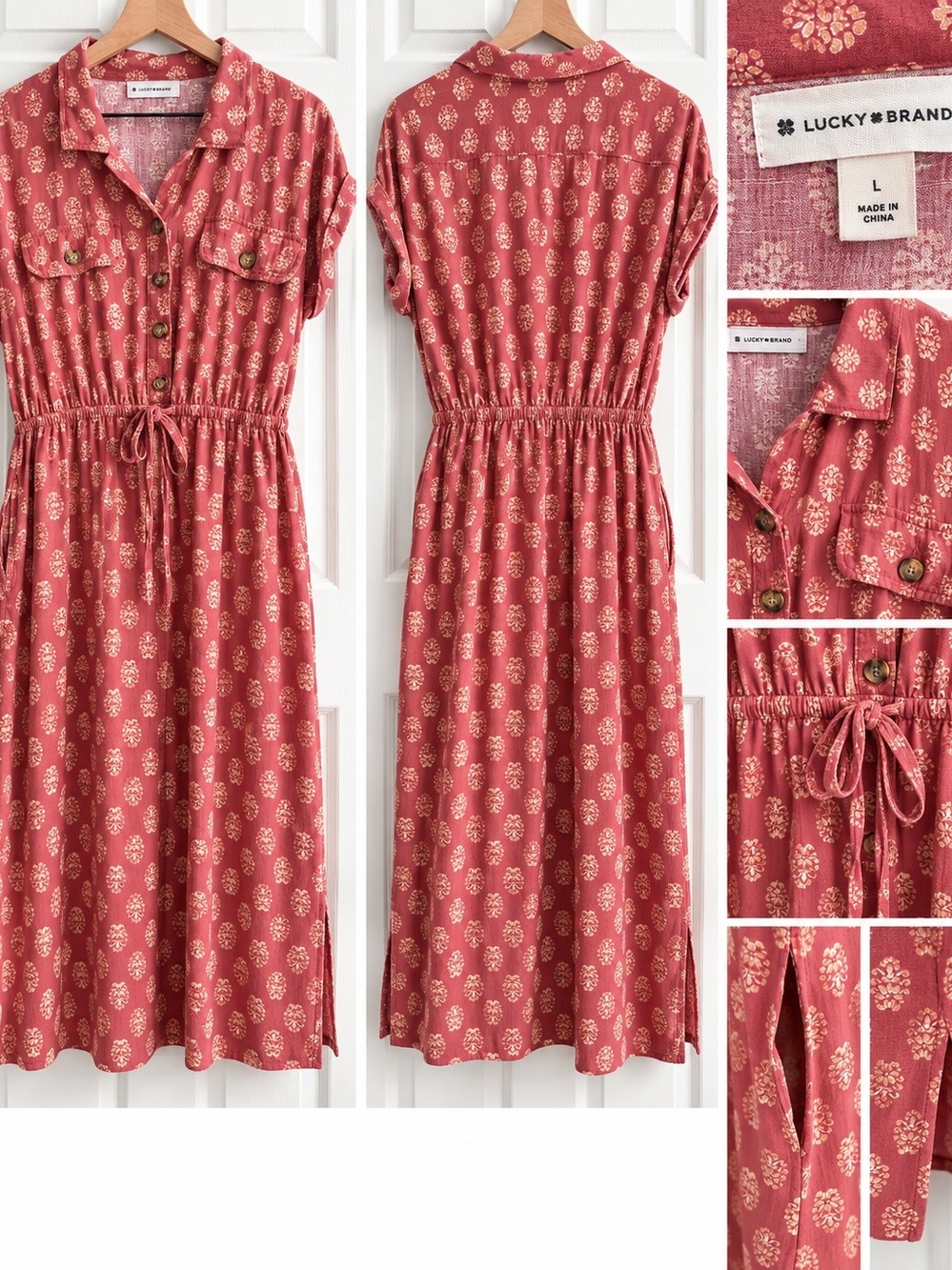 Lucky Brand Rosewood Floral Midi Shirt Dress